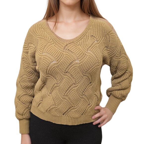 Moon & Madison Mustard Yellow Sweater Balloon Sleeve - Picture 1 of 12